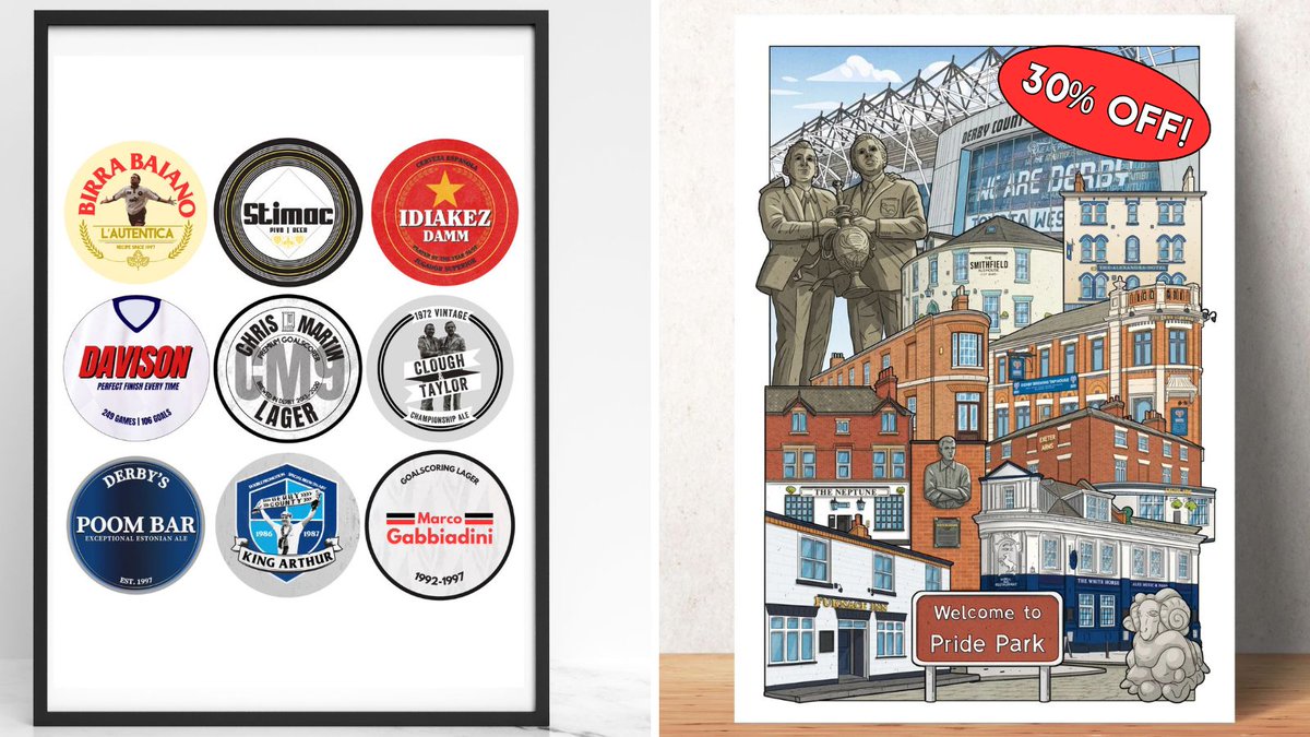 Steve Bloomer’s Washing (@stevebloomerpod) on Twitter photo 🚨𝗗𝗖𝗙𝗖 𝗖𝗛𝗥𝗜𝗦𝗧𝗠𝗔𝗦 𝗣𝗥𝗘𝗦𝗘𝗡𝗧 𝗞𝗟𝗔𝗫𝗢𝗡 🚨
These two stunning Derby County prints from our merch site <a href="/postnbar/">Post And Bar</a> are the perfect Xmas gift for any Rams fan.
Even better - our 'Pride Park pubs' print has 30% off! #dcfc
🔗 postandbar.com 🚨𝗗𝗖𝗙𝗖 𝗖𝗛𝗥𝗜𝗦𝗧𝗠𝗔𝗦 𝗣𝗥𝗘𝗦𝗘𝗡𝗧 𝗞𝗟𝗔𝗫𝗢𝗡 🚨
These two stunning Derby County prints from our merch site <a href="/postnbar/">Post And Bar</a> are the perfect Xmas gift for any Rams fan.
Even better - our 'Pride Park pubs' print has 30% off! #dcfc
🔗 postandbar.com