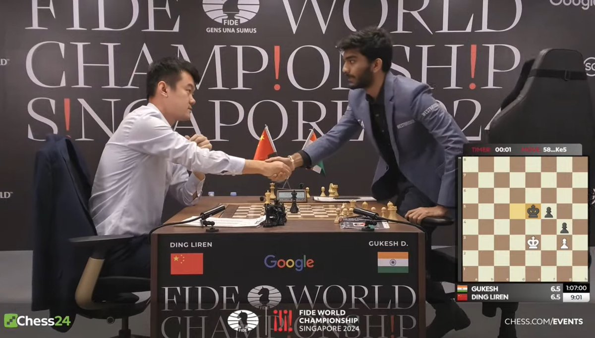 srinivas_r's tweet photo. Congrats Gukesh on becoming #FIDE World champion 🙌🏻 https://t.co/AwQ7DiS4OV