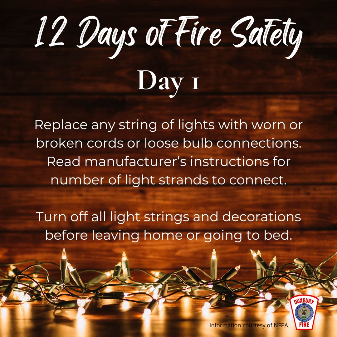 DXFD_PIO's tweet photo. Today kicks off our "12 Days Of Fire Safety" tips to help keep you and your family safe during the holiday season.
Day 1: Follow these tips to make sure your holiday lights are safe this season.
#DXFD #12daysoffiresafety #holidaylights #nfpa https://t.co/hEwcj9OcMX