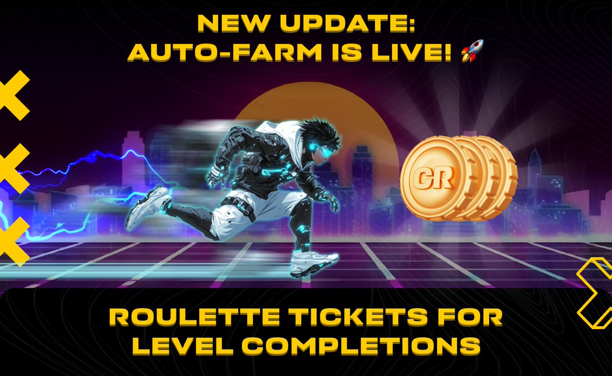CryptoRush_Fun's tweet image. UPDATING PROTOCOL: AUTO-FARM FUNCTION IS LIVE!  🆕

🟣 Auto-Farm Feature: Earn $CP automatically, even offline! 😈

🟣 Roulette Tickets: Complete levels to spin for fantastic prizes! ♾

UPDATING PROTOCOL STATUS: COMPLETED ✅