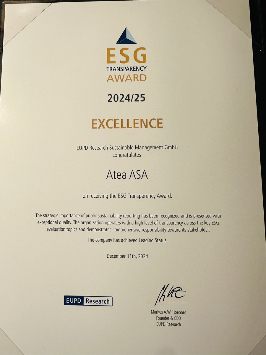 GREAT NEWS = Atea ASA (Group) just received 2x ESG Transparency Awards from EUPD Research! 🏅🏅

atea.com/news/news-item…

#atea #esg