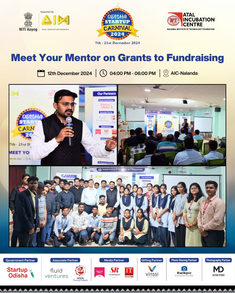 🌟 Meet Your Mentor on Grants to Fundraising: Navigating the World of Funding Opportunities!

The 'Meet Your Mentor on Grants to Fundraising' by Mr. <a href="/DurgaGouda/">Durga Prasad Gouda</a> , Chief Executive Officer, AIC-Nalanda was an insightful and impactful session for entrepreneurs and innovators. The