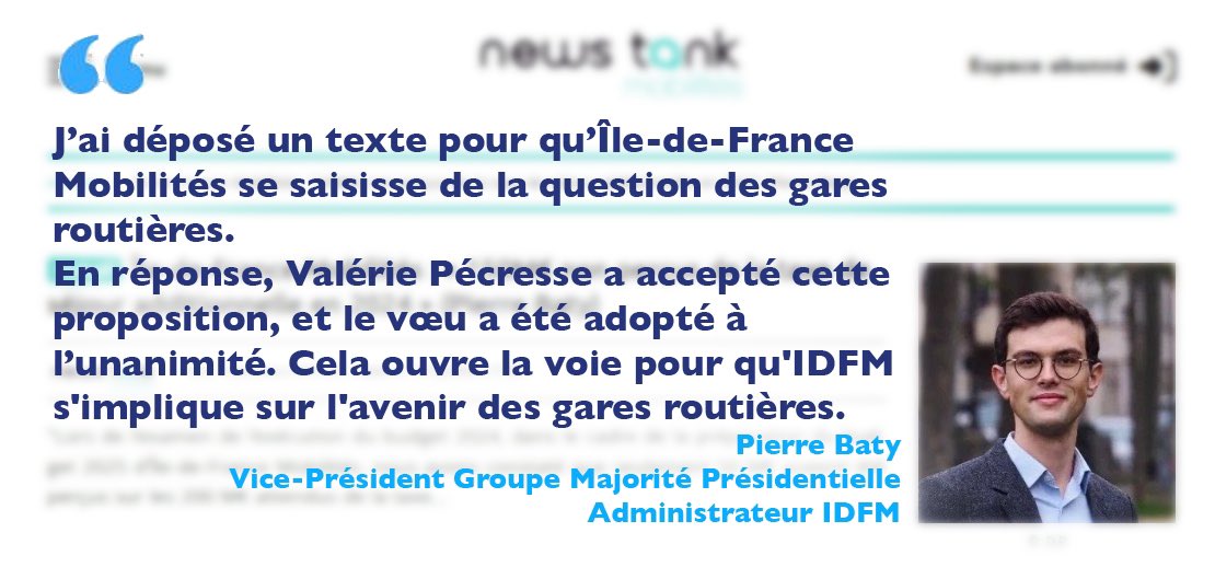 Pour <a href="/NMobilites/">News Tank Mobilités</a>, je reviens sur mon vœu pour changer les choses à la gare de la Honte de #Bercy !

🙏 Merci à @VPecresse et membres du CA @IDFMobilites d’accepter d’impliquer l’autorité régionale pour trouver une solution. 

#Paris12

mobilites.newstank.fr/article/view/3…