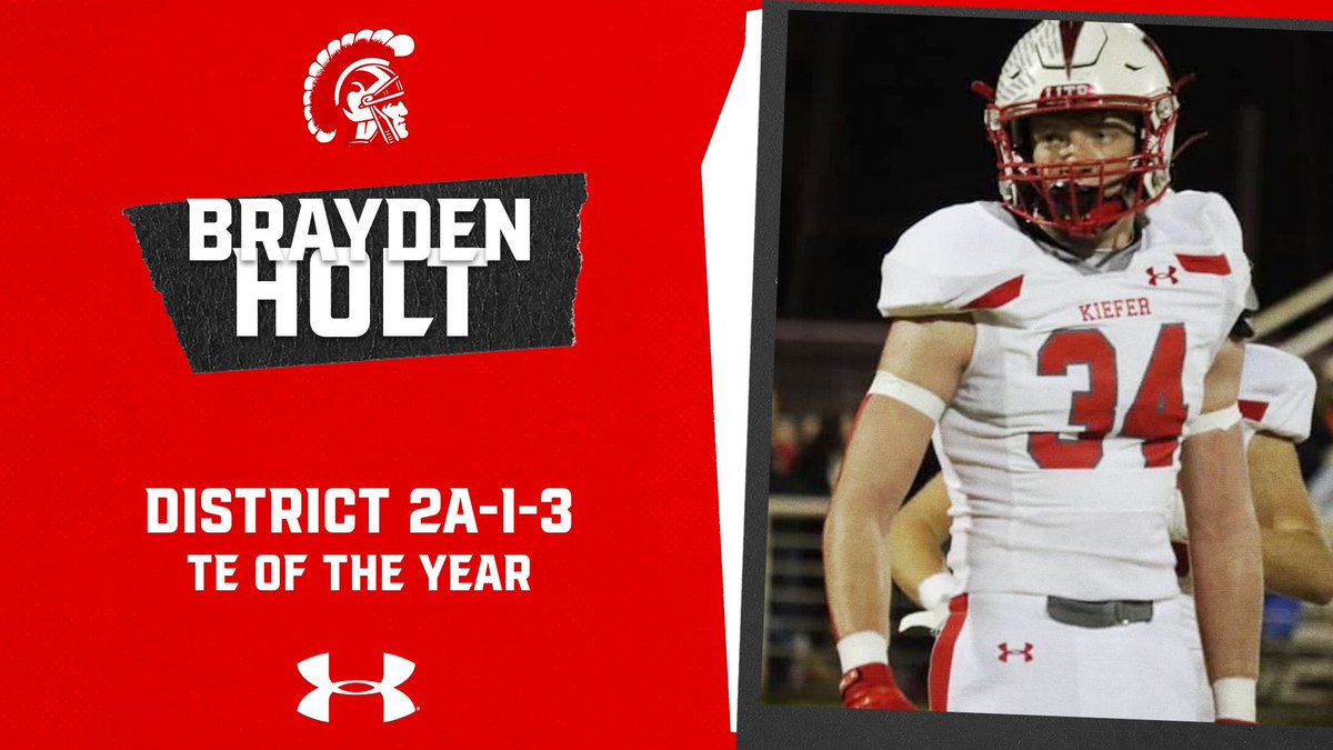 Kiefer Trojans Football (@kiefertrojansfb) on Twitter photo Congratulations to Senior <a href="/BraydenHolt34/">Brayden Holt</a> for being voted by district coaches as the 2A-I District 3 TE of the Year.
#TheBrotherhood #TPW #EAT Congratulations to Senior <a href="/BraydenHolt34/">Brayden Holt</a> for being voted by district coaches as the 2A-I District 3 TE of the Year.
#TheBrotherhood #TPW #EAT