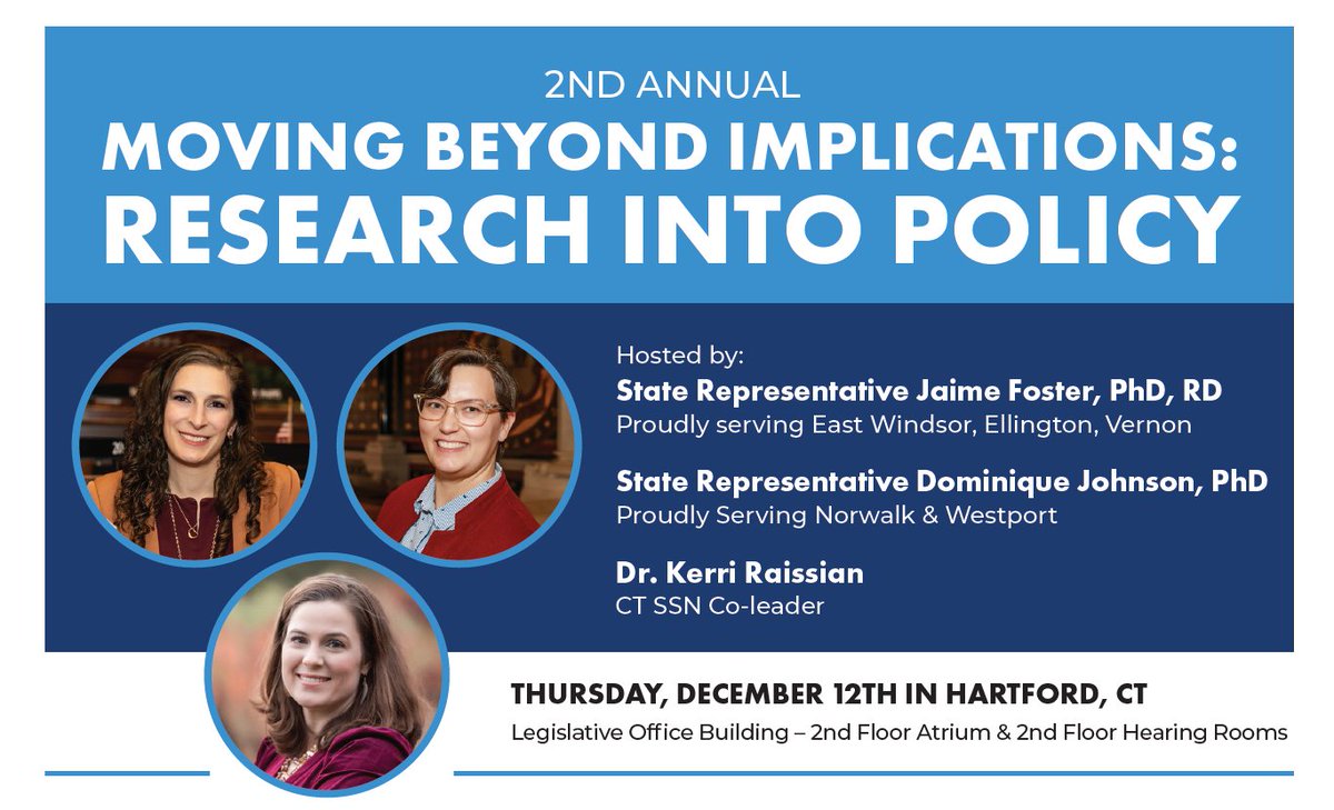 CT SSN Chapter (@ct_ssn) on Twitter photo We are so excited to co-sponsor this event alongside Reps. Foster and Johnson and <a href="/UConn_InCHIP/">InCHIP at UConn</a>! Our goal is to help make connections between researchers, policymakers, practitioners, and... well... everyone! Hope to see you there! We are so excited to co-sponsor this event alongside Reps. Foster and Johnson and <a href="/UConn_InCHIP/">InCHIP at UConn</a>! Our goal is to help make connections between researchers, policymakers, practitioners, and... well... everyone! Hope to see you there!