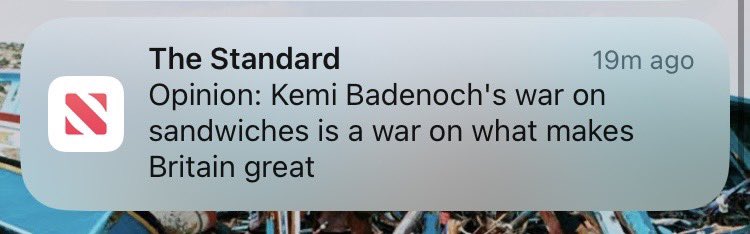 Hidden amongst a very stupid sandwiches article is a very stupid thing which Badenoch is seemingly going to campaign on

‘I don’t take a lunch break, that’s for wimps’ - can’t wait for Kemi to turn her own poor digestive habits into a stick with which to beat ‘lazy young people’