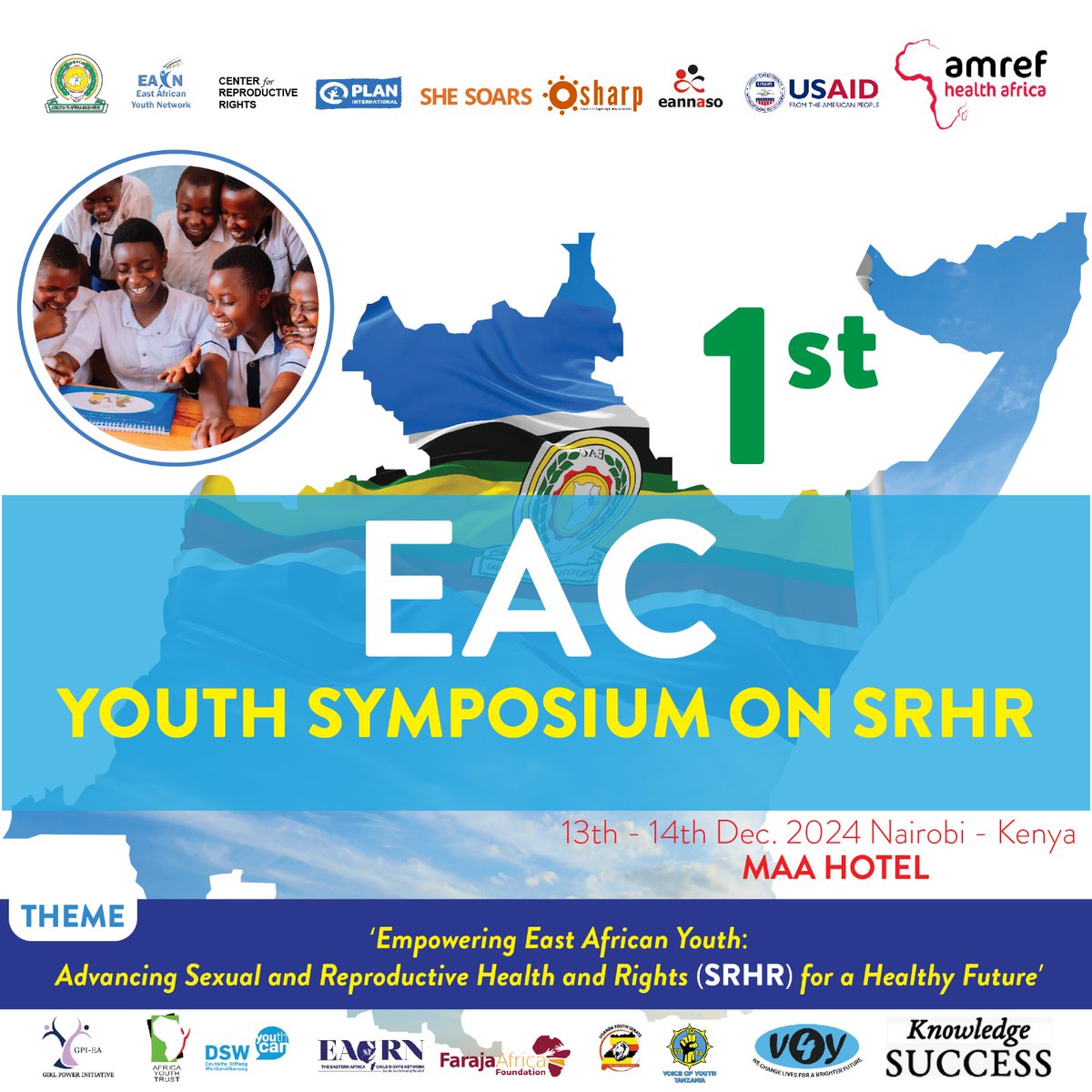 EAYNOfficial's tweet photo. Join Us Tomorrow @MaaHotel Nairobi as we push the SRHR Agenda in @jumuiya .

@EA_Bunge @PlanMEESA @ReproRightsUN @ayt_org @Amref_Kenya @eanneso @SGNduva @USAID @EacrnRegional @dsw_intl @ugyouthsenate @FarajaAfricaFdn https://t.co/t7wS6dwfqy