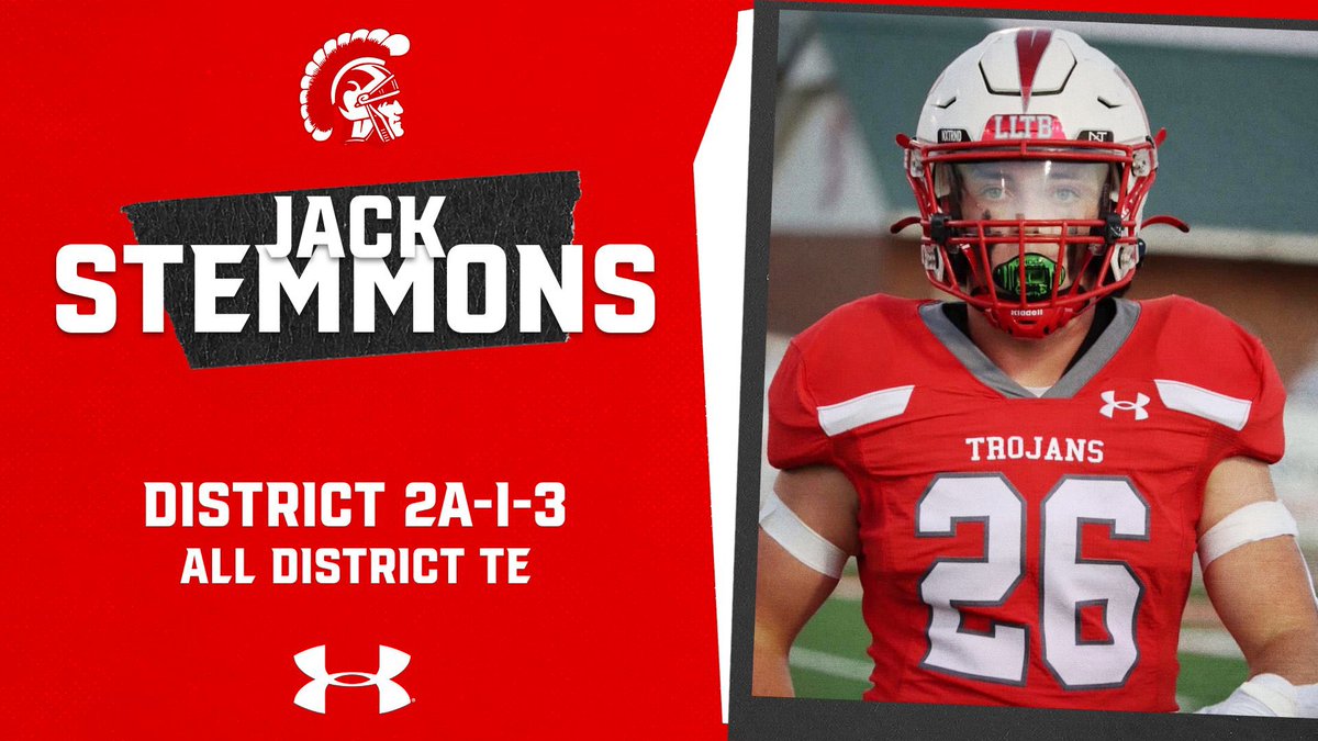 Kiefer Trojans Football (@kiefertrojansfb) on Twitter photo Congratulations to Senior <a href="/JackStemmons26/">Jack Stemmons</a> for being voted by district coaches as a 2A-I District 3 All-District TE.
#TheBrotherhood #TPW #EAT Congratulations to Senior <a href="/JackStemmons26/">Jack Stemmons</a> for being voted by district coaches as a 2A-I District 3 All-District TE.
#TheBrotherhood #TPW #EAT