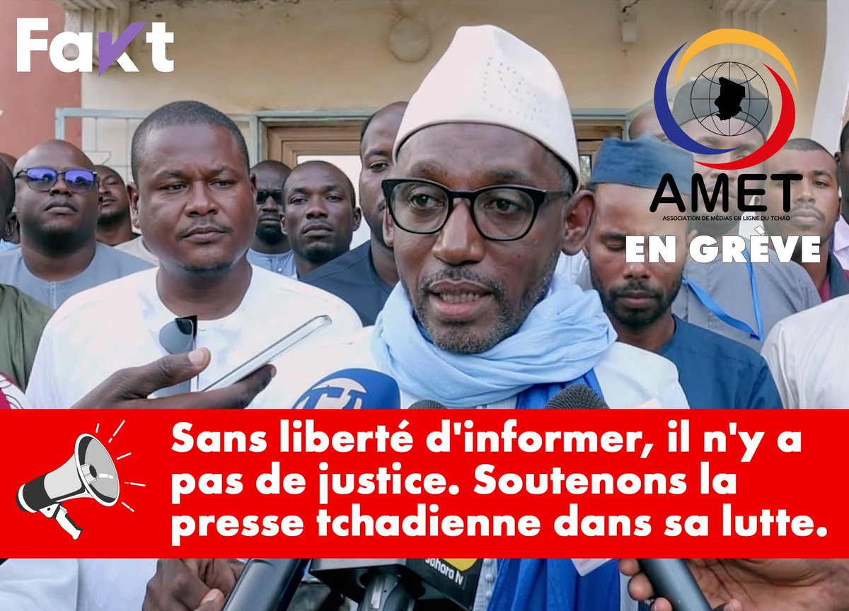 ‼️ Liberté de presse au Tchad : un combat essentiel ‼️

Au Tchad, les journalistes font face à d'énormes défis pour informer librement dans un contexte de grèves et de tensions sociales. Ces mouvements, porteurs des espoirs d'une population en quête de justice et de dignité,