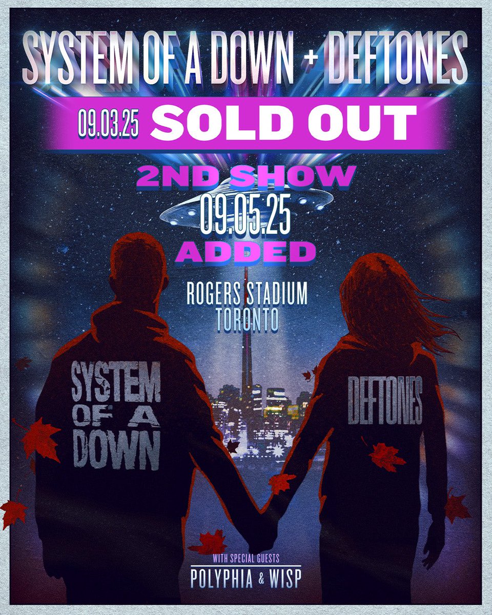 polyphia (@polyphia) on Twitter photo First shows sold out. Second shows added in NYC, Chicago, and Toronto with <a href="/systemofadown/">System Of A Down</a>, <a href="/TheOfficialA7X/">Avenged Sevenfold</a>, <a href="/deftones/">Deftones</a>, and @korn. Tickets on sale tomorrow at 12pm local. First shows sold out. Second shows added in NYC, Chicago, and Toronto with <a href="/systemofadown/">System Of A Down</a>, <a href="/TheOfficialA7X/">Avenged Sevenfold</a>, <a href="/deftones/">Deftones</a>, and @korn. Tickets on sale tomorrow at 12pm local.