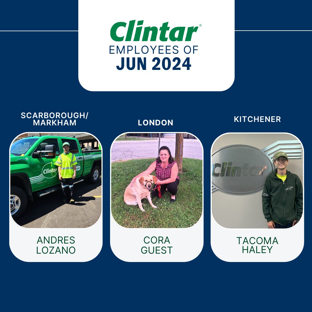A look back at our local Employees of the Month in April-June of 2024! Congrats and thank you to our awesome team members!

Let's give them a hand! 👏

#TeamExcellence #EmployeeSpotlight #ClintarCulture