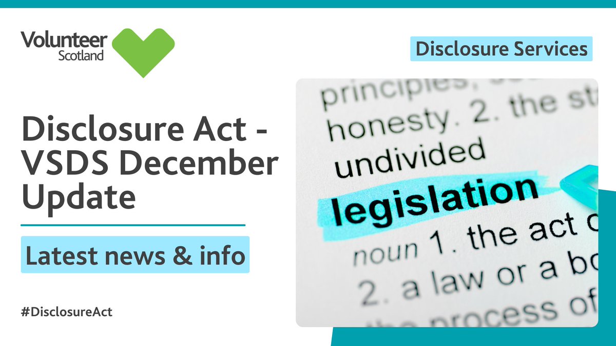 Under the #DisclosureAct, from 1 April 2025 the PVG scheme becomes a legal requirement.
Don't worry, there's still time to prepare and we're here to help! 
Find out all the latest info in our December update here: volunteerscotland.net/news/disclosur…