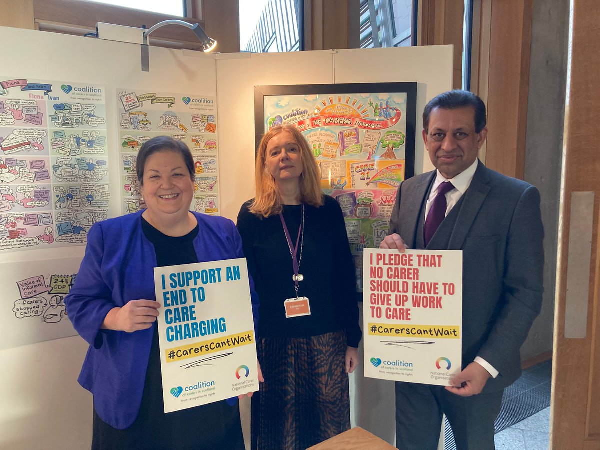 Coalition of Carers in Scotland (COCIS) (@carerscoalition) on Twitter photo People with support needs in Scotland pay over £40 million every year in social care charges.
This is putting many disabled people and their unpaid carers at risk of poverty.
Thank you <a href="/jackiebmsp/">Jackie Baillie</a> and <a href="/FoysolChoudhury/">Foysol Choudhury MBE MSP</a> for supporting an end to care charging.
#CarersCantWait People with support needs in Scotland pay over £40 million every year in social care charges.
This is putting many disabled people and their unpaid carers at risk of poverty.
Thank you <a href="/jackiebmsp/">Jackie Baillie</a> and <a href="/FoysolChoudhury/">Foysol Choudhury MBE MSP</a> for supporting an end to care charging.
#CarersCantWait