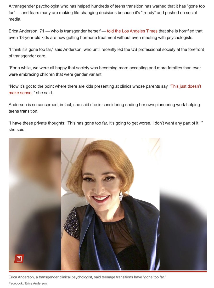 NoSecretLessons's tweet photo. https://t.co/1r4fghgkse

But I think this article casts things in a slightly different light... Dr Erica has helped hundreds of children transition but worries it's now "gone too far"... https://t.co/SzTZdifU8E