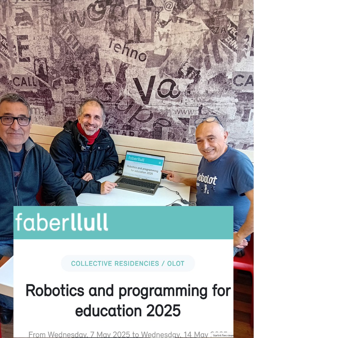 ToniMorenoRey's tweet image. Preparant el millor  #RobolotCon2025 de l&apos;historia de @ROBOLOT 
Reserveu-vos 10 Maig . Tindrem els creadors de @microblocksfun @arduinoblocks @SnapCloud  que presentaran grans novetats!
👇👇👇👇👇👇👇
faberllull.cat/en/residencia.…
10 Maig a @Olotuit