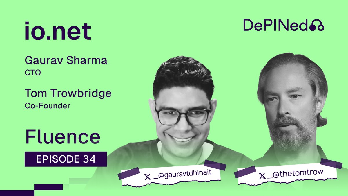 depinday's tweet photo. The AI revolution is here, but GPUs—the backbone of AI—are scarce and costly, controlled by a few centralized players.
In this Episode 34 of the DePINed Podcast, @Gaurav_ionet reveals how @ionet is building a decentralized AI ecosystem to solve this 👇
🖥️ Why GPUs are critical to AI's future
🌍 Aggregating global GPU capacity at lower costs
💡 Empowering AI builders with free access to top models
Timestamps:
00:29 Introduction to IONET as a decentralized AI ecosystem platform
03:07 Launch of IO Intelligence to simplify model deployment for AI builders
05:21 The importance and scarcity of GPUs in AI development
08:13 Cost and efficiency advantages of using AI for business scaling
11:23 Aggregating GPU inventory to reduce costs and improve availability
17:40 Monetizing excess GPU capacity through decentralized platforms
18:52 Building software layers like re-cluster for seamless GPU usage
20:07 IO Intelligence with free access to AI models and tools
24:55 Gaurav's background in scalable solutions, AI, and crypto leadership
29:25 Tech advancements enabling the current growth of DePIN projects
32:20 How Web2-like user experience scales DePIN adoption
34:45 Tokenomics for incentivizing quality GPU contributions to the platform
40:33 Vision for IONET's scale, inspired by the success of Airbnb
44:39 Gaurav's picks of interesting and promising DePIN projects
Full episode below 👇