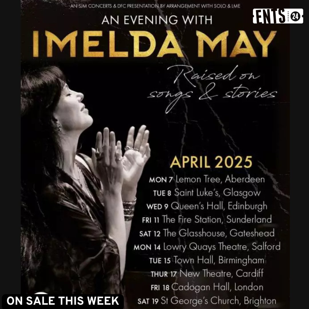 🎶 <a href="/ImeldaOfficial/">Imelda May</a> is coming to 10 UK venues next April 🌟The Raised On Songs And Stories tour promises stripped-back performances of her songs, interwoven with poetry and stories🖤
🎟️ Tix on sale Fri Dec 13th at 10am:
👉 ents24.com/uk/tour-dates/…
#ImeldaMay #LiveMusic #ents24