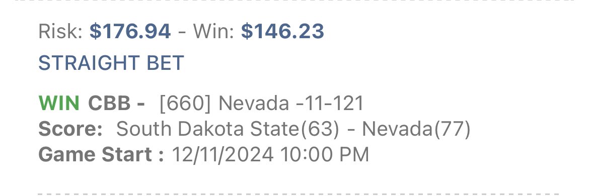 OutofLineBets's tweet photo. 🪜 DAY 3 Turbo $50 -> $1,000 🪜

$50 ➡️ $323.17 ✅

Nevada -11 (-121) 💰

THE GREATEST TO EVER DO IT!

Day 1: SC St -2 -112 ✅
Day 2: Brown +4.5 -115 ✅
Day 3: Nevada -11 -121 ✅
Day 4: TBD 💵

PURE DOMINATION 🤯 https://t.co/Qyi6W6fcpc