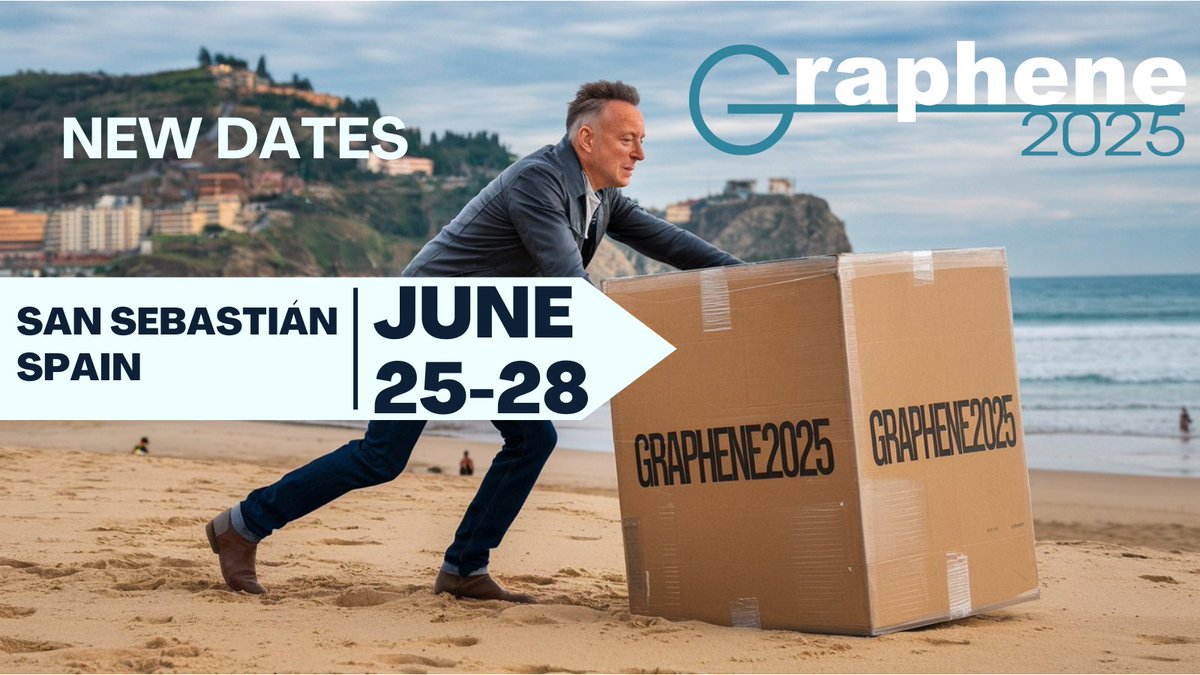 GrapheneConf's tweet image. Due to a Bruce Springsteen concert on June 24, hotel rates in San Sebastian have increased. As a result, we have decided to slightly adjust the dates for Graphene2025 to start on June 25 and end on June 28 You are kindly invited to the Graphene2025, Mr. Bruce Springsteen.