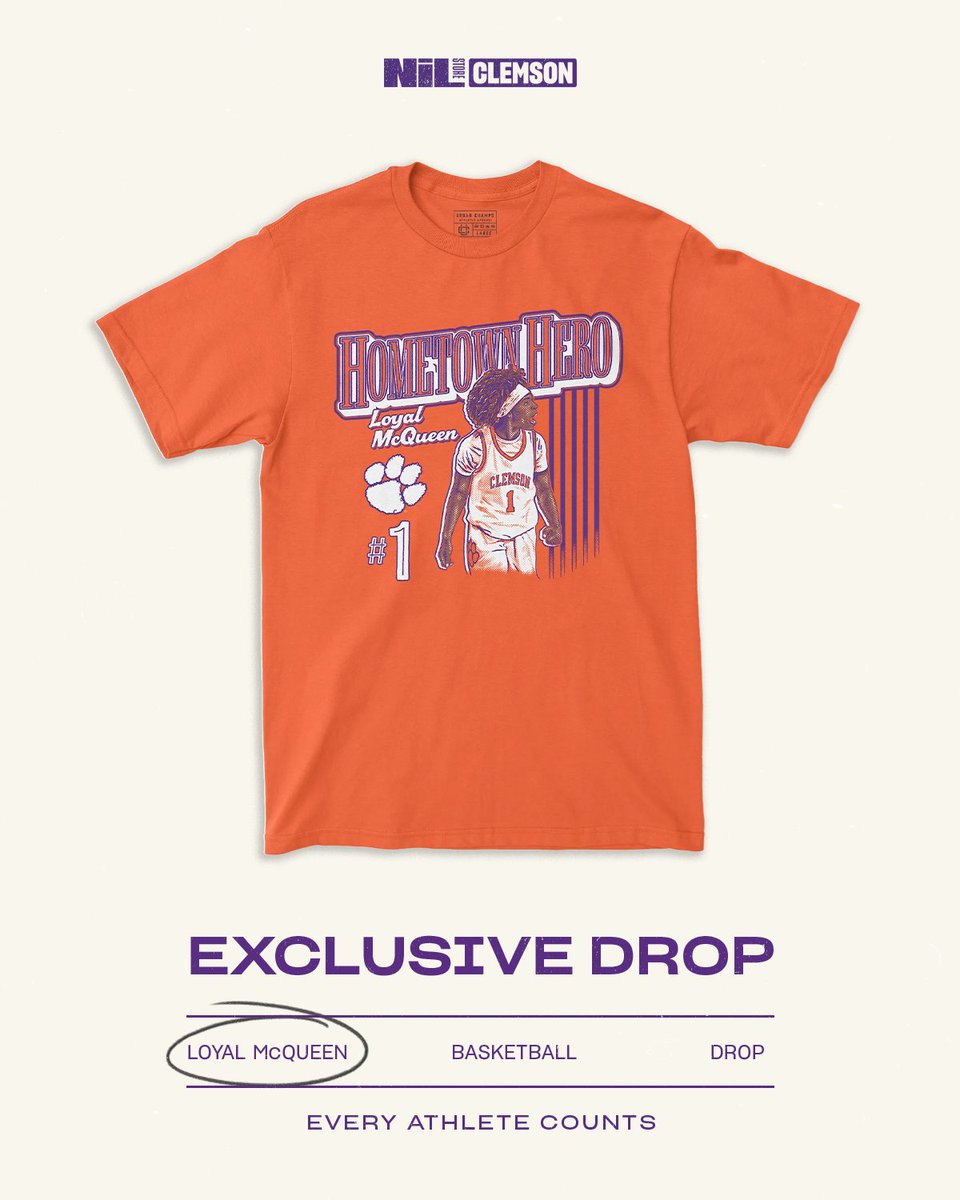 NILStoreClemson's tweet photo. Hometown hero! 

Shop @LoyalMcqueen's new exclusive merch 

➡️ https://t.co/eoIFbP7wom https://t.co/IObBtCvm6t