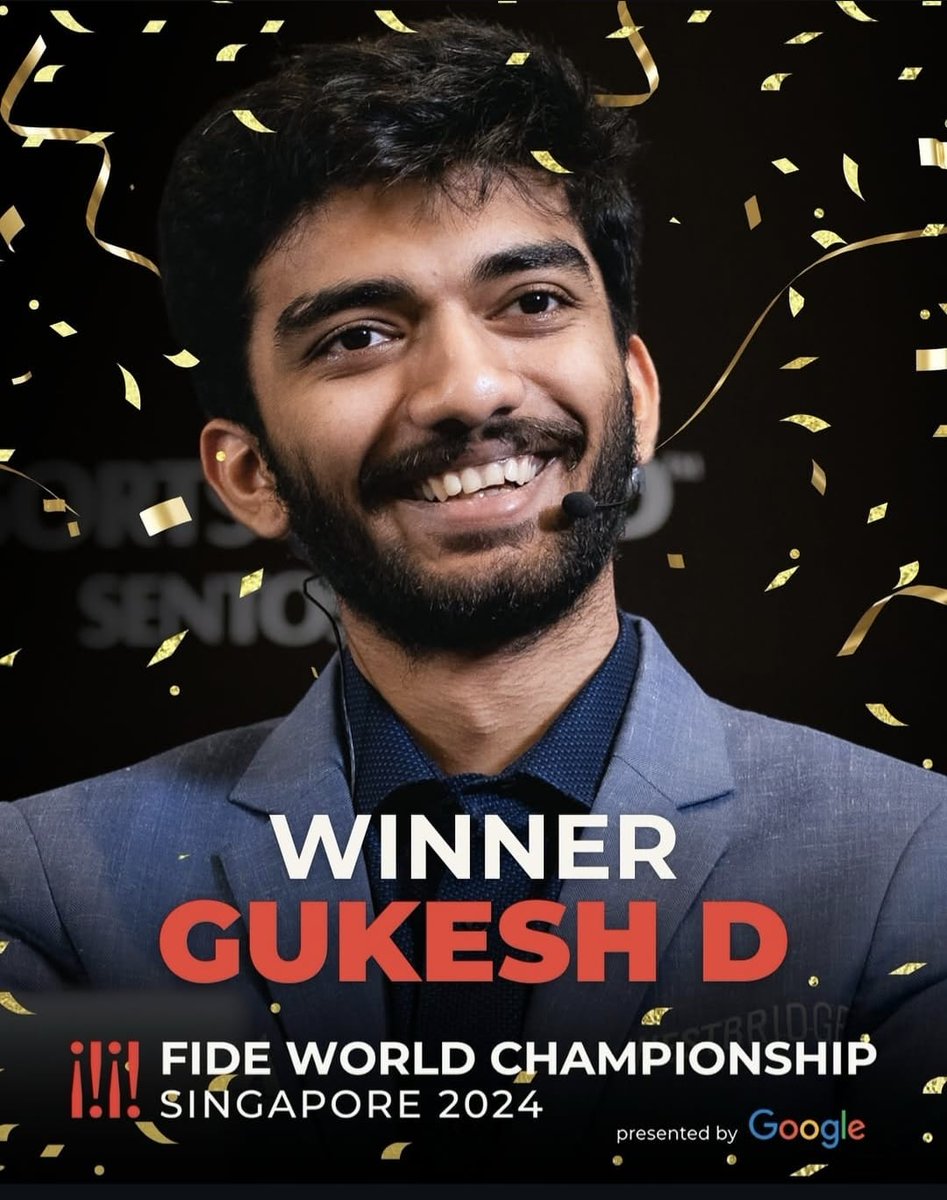gopalgn64's tweet photo. Huge congratulations to Gukesh for winning the World Chess Championship! https://t.co/xs8hNsqGTH