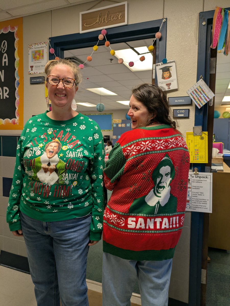 Katie Roderick (@tes_roderick) on Twitter photo "The best way to spread Christmas cheer is singing loud for all to hear." And by wearing your Elf sweater! <a href="/TESJSchaumburg/">Jessie Schaumburg</a> #TESleads "The best way to spread Christmas cheer is singing loud for all to hear." And by wearing your Elf sweater! <a href="/TESJSchaumburg/">Jessie Schaumburg</a> #TESleads
