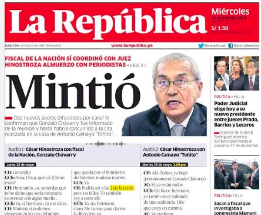 Para los que se guían por las primeras planas. Se acuerdan de la masiva campaña de demolición contra el fiscal Pedro Chávarry? Cientos de portadas que lo demonizaron. Ahora se conoce la razón: iba a investigar a Vizcarra, en ese momento héroe y aliado de la mafia caviar.