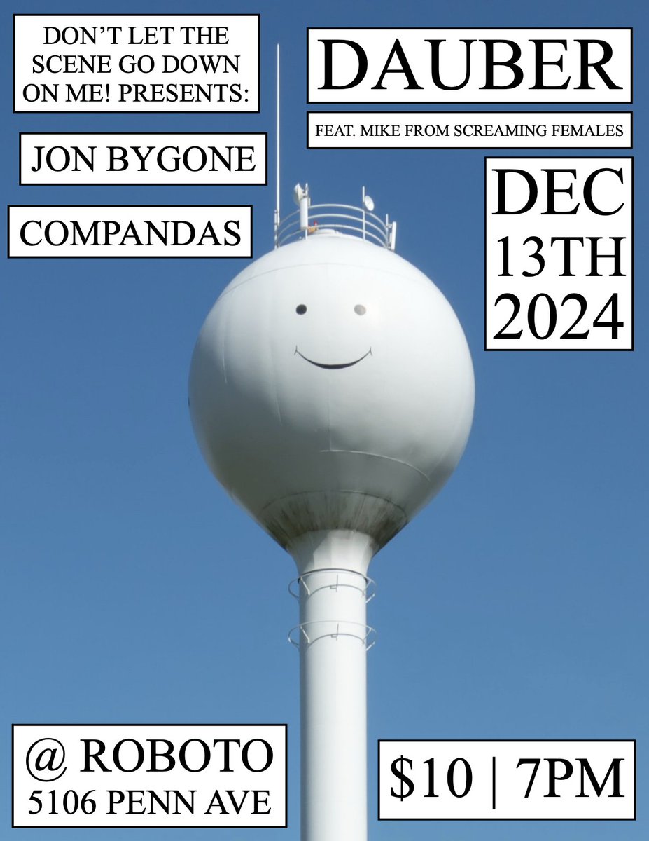 DLTSGDOM! Collective (@dltsgdomshows) on Twitter photo TOMORROW: Dauber (feat. Mike from Screaming Females) w/ Jon Bygone + Compandas (Sam from <a href="/short_fictions/">Short Fictions</a>) at <a href="/RobotoProject/">The Roboto Project</a>!!
TICKETS: dltsgdom.ticketleap.com/dauber-roboto/
LISTEN: dauber.bandcamp.com TOMORROW: Dauber (feat. Mike from Screaming Females) w/ Jon Bygone + Compandas (Sam from <a href="/short_fictions/">Short Fictions</a>) at <a href="/RobotoProject/">The Roboto Project</a>!!
TICKETS: dltsgdom.ticketleap.com/dauber-roboto/
LISTEN: dauber.bandcamp.com