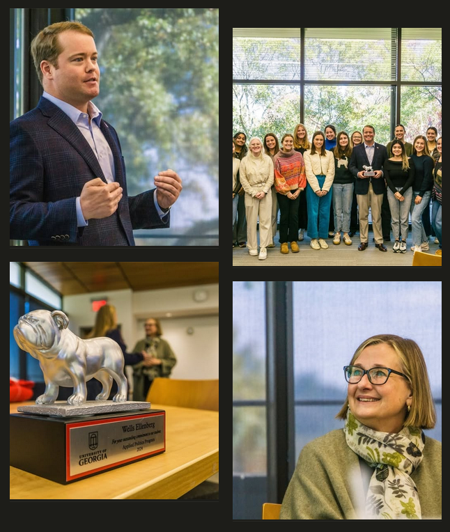 PolsUga's tweet photo. Many thanks to Southern Gas Company VP and SPIA alumnus Wells Ellenberg, Visiting Practitioner for our Applied Politics Program's send-off. Our program's success is due to our alumni who give back as practitioners &amp; supporters, Director Audrey Haynes' hard work &amp; our students! https://t.co/SHekklP8km