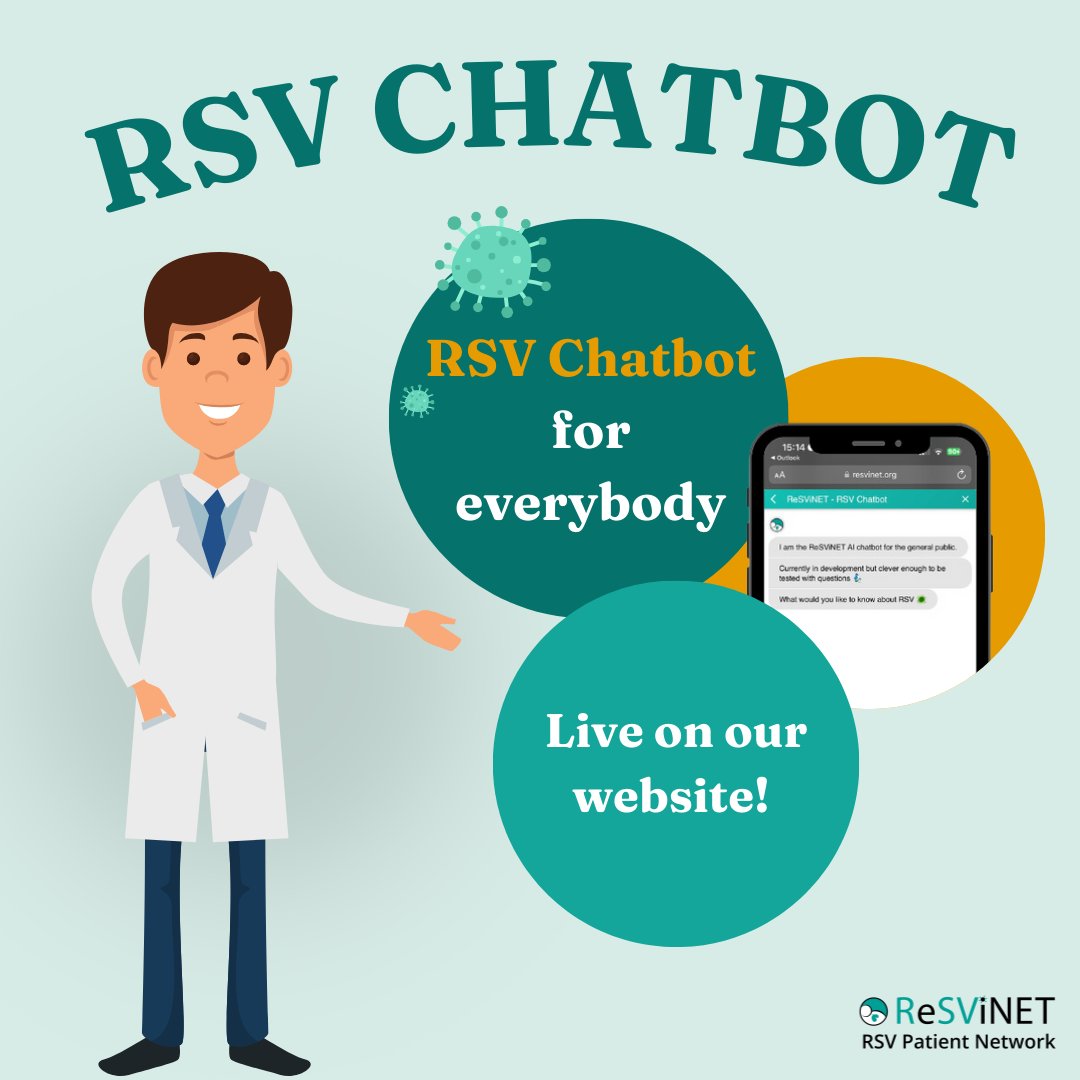 rsvpatients's tweet image. Do you have questions about RSV? Our RSV chatbot is here to help! Whether you're looking to understand symptoms, need prevention advice, or general information, the RSV Chatbot is ready to deliver reliable answers!
#RSV #ReSViNET #PatientNetwork #Chatbot #Q&A #Information