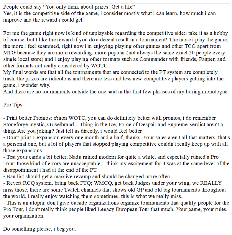 Everyone is talking about Bans and Unbans, but no one is talking about the horrendous state of competitive MTG that we are facing right now.
Maybe is just me, but if you are a competitive MTG player you should check this out
I was really undecided if post it on X or not.