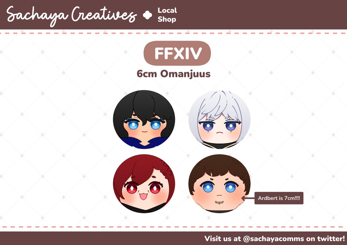 [♥️+🔁greatly appreciated!]

Our K0fi sh0p is OPEN with new charm designs, stickers, omanjuus, and other goodies! shop closes on december 31!

shop l1nk down below! ⏬

#ffxiv #ffxivart