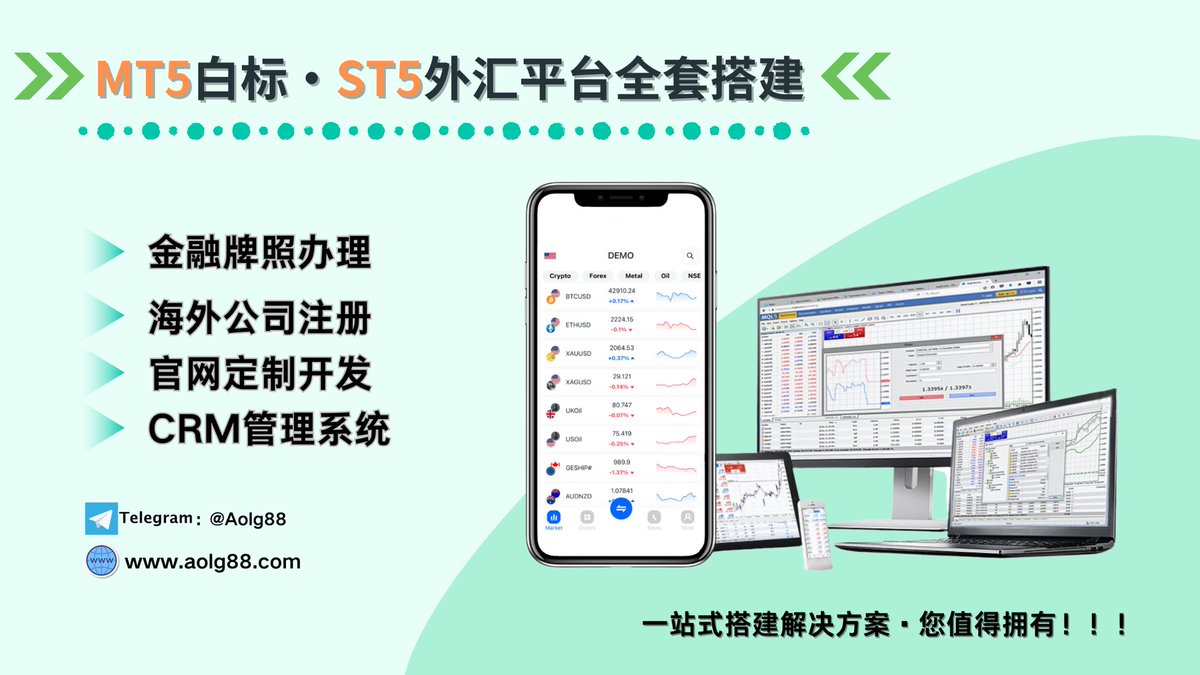 Aolg88's tweet photo. MT4/5白标｜ST5外汇系统全套包网搭建，年底超低价！！金融牌照办理、海外公司注册、CRM管理系统、官网定制开发。一站式解决方案。 https://t.co/XfqFYjzNHi