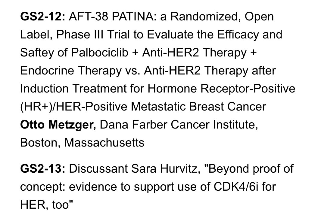 PTarantinoMD's tweet photo. ‼️When you thought you had the #SABCS24 program figured out, here’s the PRACTICE-CHANGING #PATINA trial being added! 

For the impatient ones, press release here: https://t.co/C3HIxbSnRb

If you’re able, though, make sure to attend the data presentation today by @Otto_DFCI! #bcsm https://t.co/ozEzYaw3gQ