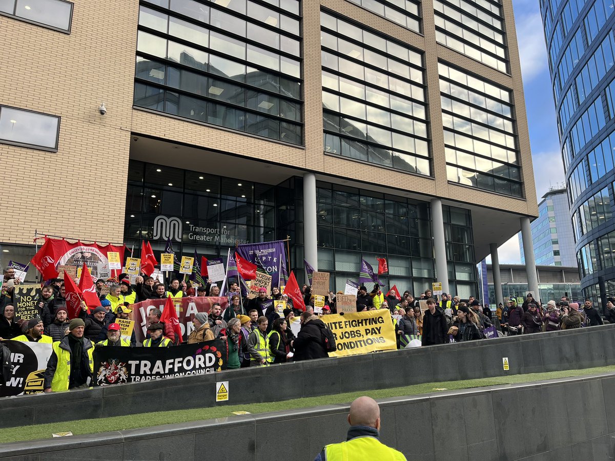 Amazing turn out on day 1 of workers at transport for greater Manchester strike