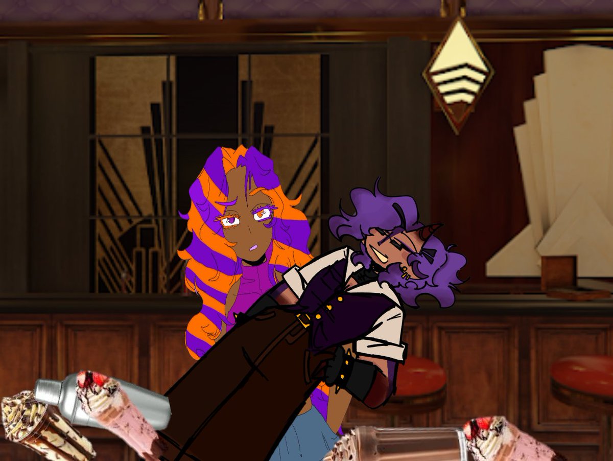 mysterysunsett's tweet photo. (🌺-

I wouldn't know how to do this soooo-)

#ParodyExpress

[Frisk saw that vesper was coming and to prevent her from being hurt she hoped the counter and block her impact with her body]

OOF! UGH! mmrrrgg... 

[Groannnsss]

[The milkshakes NOOOO😭] https://t.co/bSRJ4Uai4c