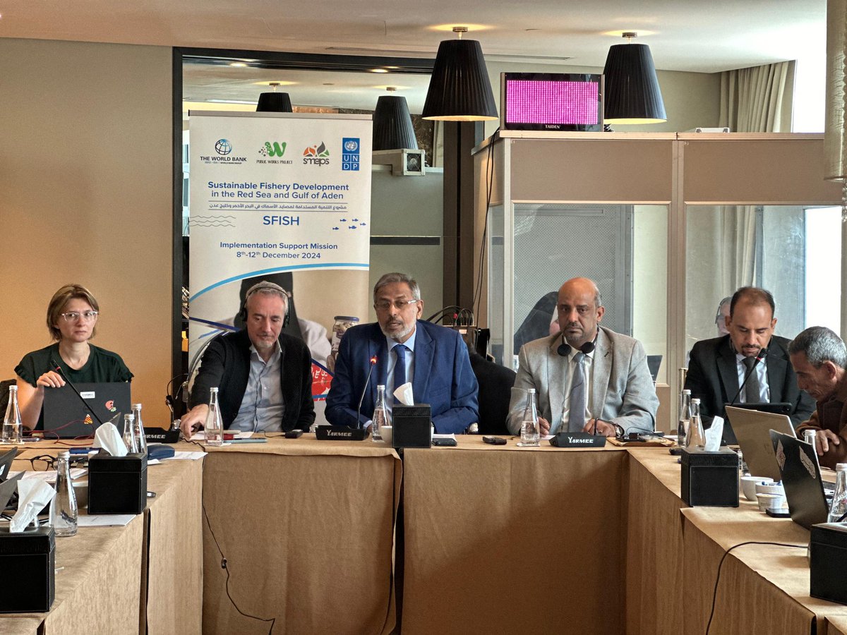 ناقش ممثلو وزارة الزراعة والري والثروة السمكية مع <a href="/UNDP/">UN Development</a> و<a href="/WorldbankMENA/">World Bank MENAAP</a> سُبل تطوير صيد الأسماك المستدام في #اليمن 🎣

يعمل مشروعنا #SFISH مع أصحاب المصلحة المحليين لتحسين #الأمن_الغذائي في #اليمن 🐟

<a href="/SMEPSYemen/">SMEPS</a>
<a href="/PWPYemen/">PWPYEMEN</a>