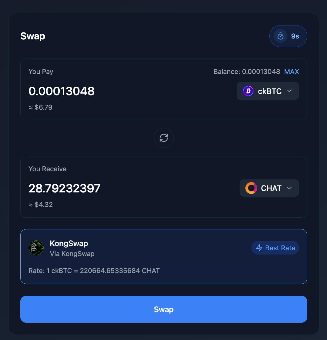 IC_Spore's tweet photo. The best and only DEX aggregator on #ICP is being cooked right now! 

We have already integrated @kongswap and @ICPSwap, and swaps are working as intended! 

The @sonic_ooo integration is on the way! https://t.co/PxUHKCFcRo