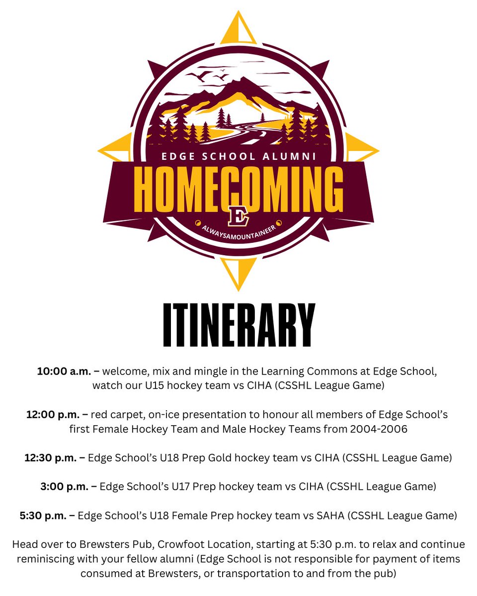 edgeschool's tweet photo. One week to go until our second annual Alumni Homecoming on Thursday, Dec. 19‼️

Reconnect with old friends, relive memories, and cheer on our hockey teams playing their CSSHL league rivals throughout the day.

RSVP: https://t.co/iRLpqUz2dB https://t.co/uIyN4ctW6C