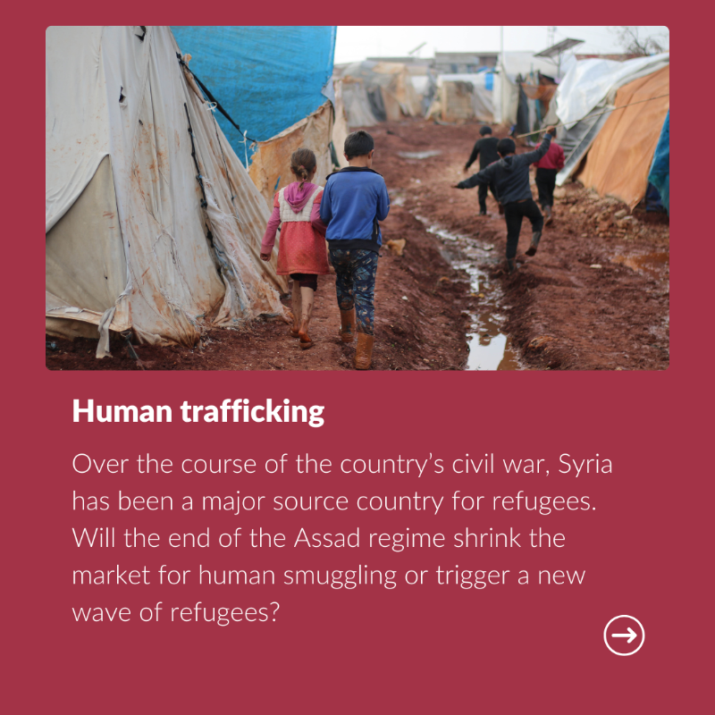 GI_TOC's tweet photo. Syria is in a state of flux and will be for the foreseeable future. 

❗️Illicit economies flourish in conditions of change and instability. 

🔭 Here are some criminal dynamics to watch.

Check Syria's country profile in our #OCIndex ⬇️