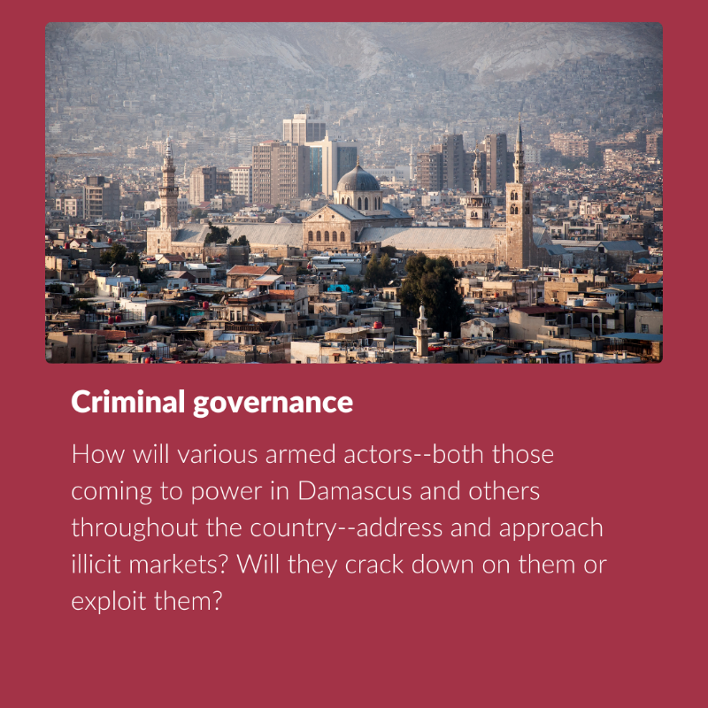 GI_TOC's tweet photo. Syria is in a state of flux and will be for the foreseeable future. 

❗️Illicit economies flourish in conditions of change and instability. 

🔭 Here are some criminal dynamics to watch.

Check Syria's country profile in our #OCIndex ⬇️