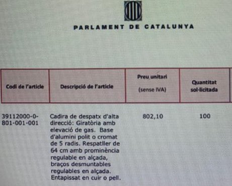 M_Manubens's tweet photo. A VEURE @joseprull 
Això no es un 3%
això ja és ROBAR 
A Amazon aquestes cadires van de 150 a 300€. https://t.co/ChPrlqL3lI