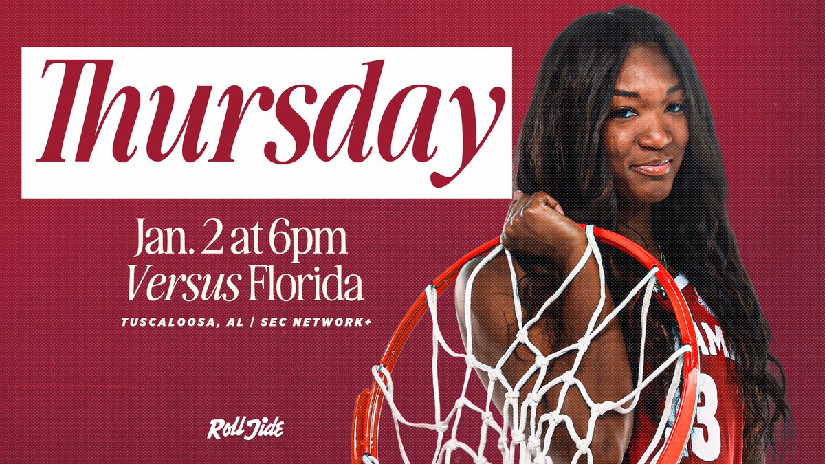 Alabama Athletics (@ua_athletics) on Twitter photo Tomorrow, 🫵 have plans!🏀
🆚 Florida
📍 Coleman Coliseum
⏰ Tomorrow at 6 PM CT
#RollTide | <a href="/AlabamaWBB/">Alabama Women’s Basketball</a> Tomorrow, 🫵 have plans!🏀
🆚 Florida
📍 Coleman Coliseum
⏰ Tomorrow at 6 PM CT
#RollTide | <a href="/AlabamaWBB/">Alabama Women’s Basketball</a>