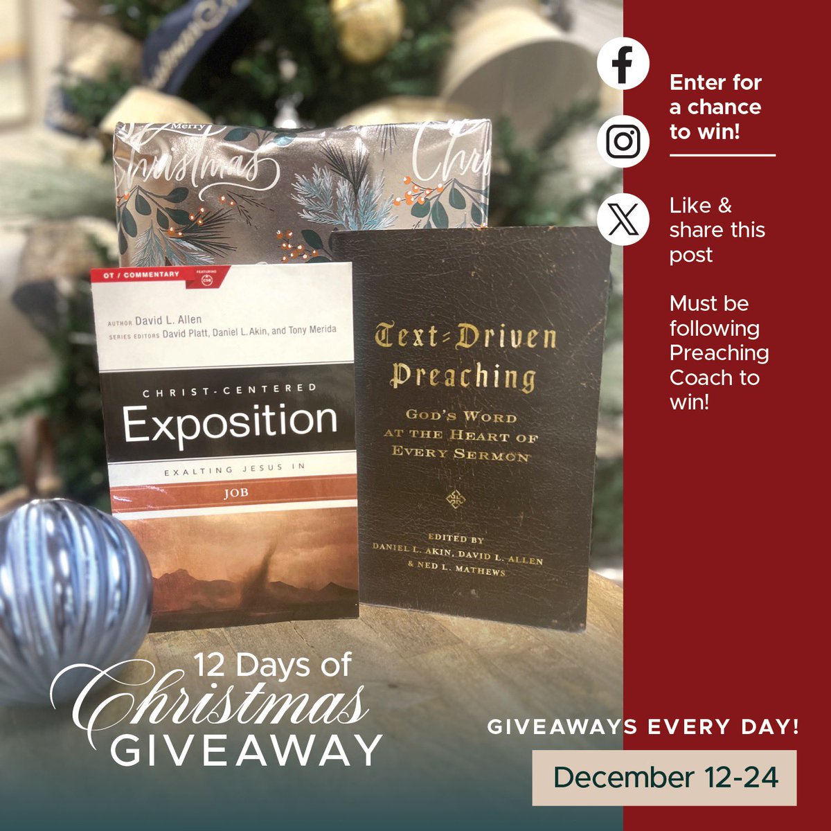preaching_coach's tweet photo. GIVEAWAY: Enter to win by liking and sharing this post on any of our three social media pages (Instagram, Facebook, and X). Must be following Preaching Coach to win! Merry 12 Days of Christmas from Preaching Coach! https://t.co/u7BaXgtRF8