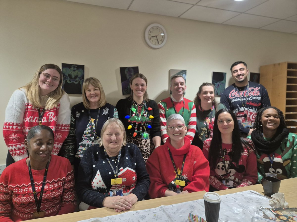 LDiegnan's tweet photo. Fabulous staff Christmas jumpers 🎄🎄🎄🎄 Nursing Team, Walsall campus. Save the Children  @donnasl8888 @HelenMarieBowen @JulieEv09370034 @lynnewalsall @mazp74 @NurseEd_MH @wlv_uni @wlvnursing @wlvuni_LD @DominicMccutch3 https://t.co/aFeDcRBBQv