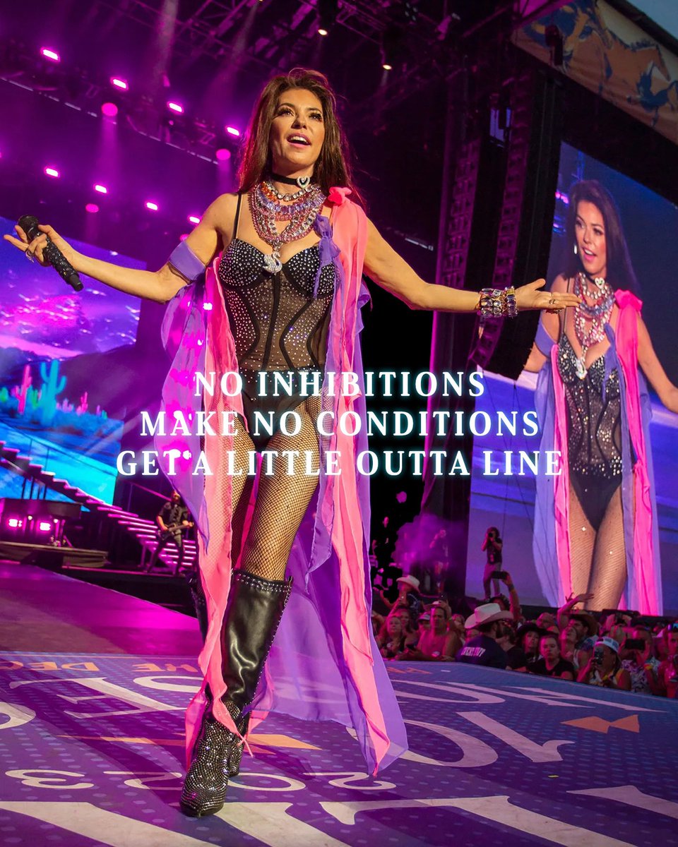 ShaniaTwain's tweet photo. Looking out into the audience at every show in Vegas I see everyone almost roaring these lyrics back to me. It is our battle cry, we sing it together and it makes us feel great, empowered and beautiful. I am grateful these lyrics came together that day in the studio. They are our words to live by and they drown out the words that are unkind, misogynistic and harmful, always and forever.