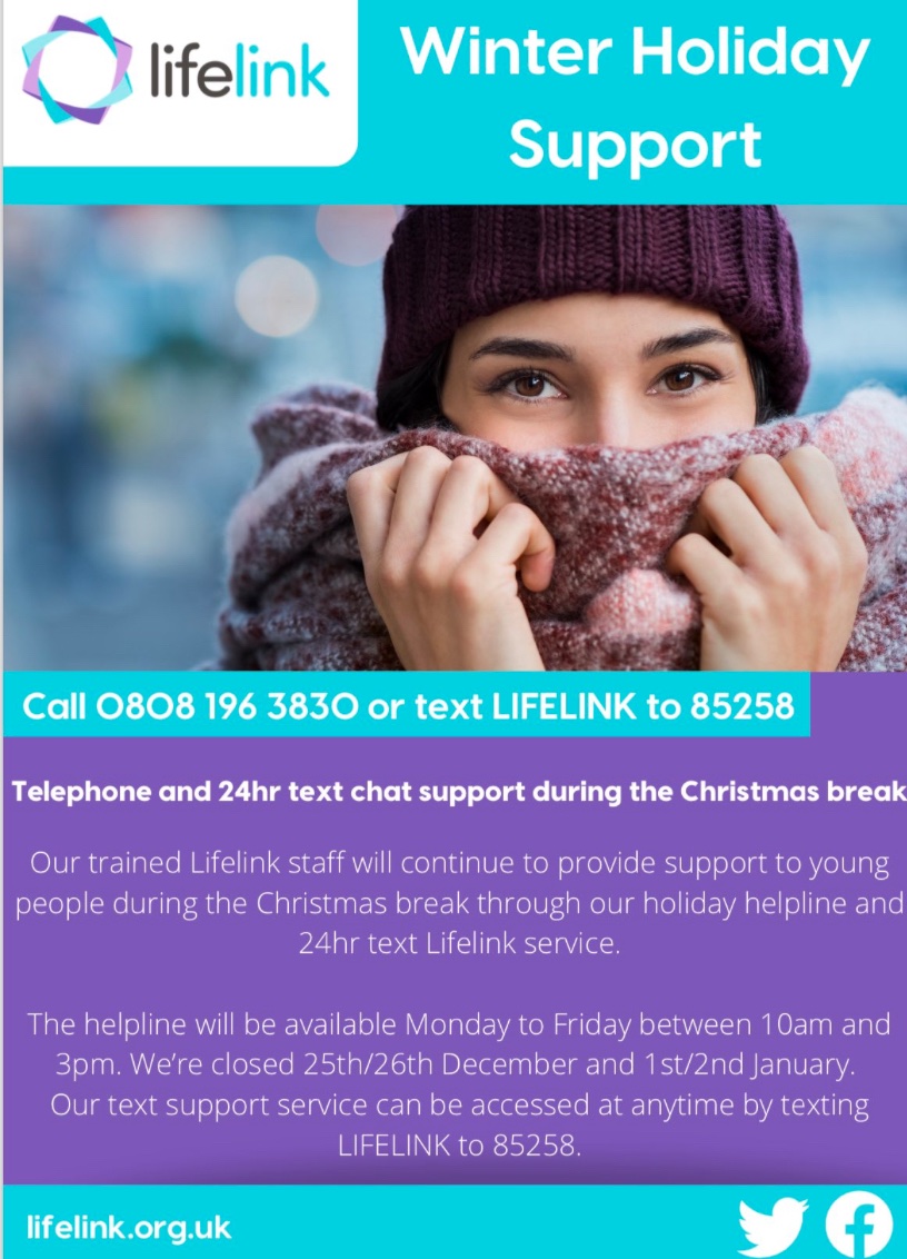24 hour Support available from <a href="/LifelinkGlasgow/">Lifelink</a> over the holiday period. <a href="/BoclairAcademy/">Boclair Academy</a>