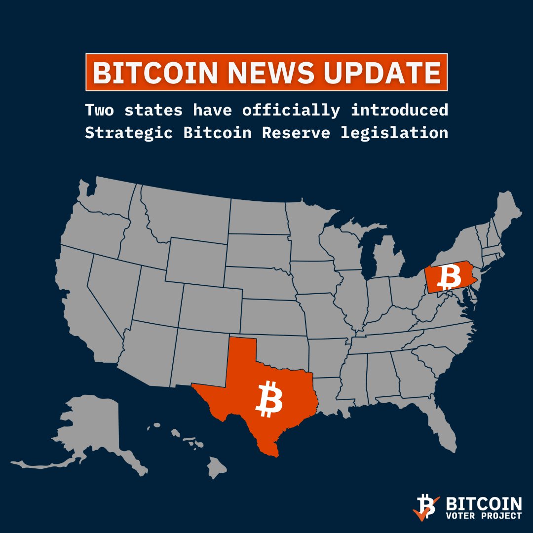 BIG NEWS: The race between states and the federal government to create a Strategic Bitcoin Reserve is on!

Two states: Pennsylvania and Texas, have officially introduced SBR legislation. <a href="/Dennis_Porter_/">Dennis Porter</a> reports that at least 10 other states are in the process of doing the same.