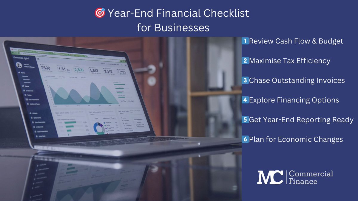 MCCFinance's tweet photo. 🎯 Year-End Financial Checklist for Businesses

As we wrap up 2024, it’s the perfect time to take charge of your #finances and prepare for a strong start to 2025.

Need tailored financial solutions? MC Commercial Finance is here to help! Let’s set your #business up for success🚀 https://t.co/VTDvHISBJG